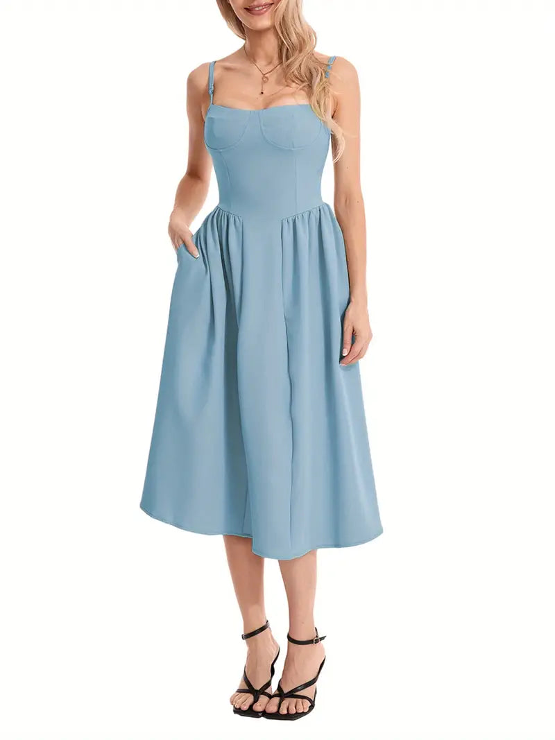 Women's Sleeveless A-Line Midi Dress