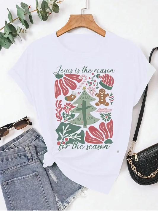 Women T-shirt Jesus Is The Reason for The Season Tee