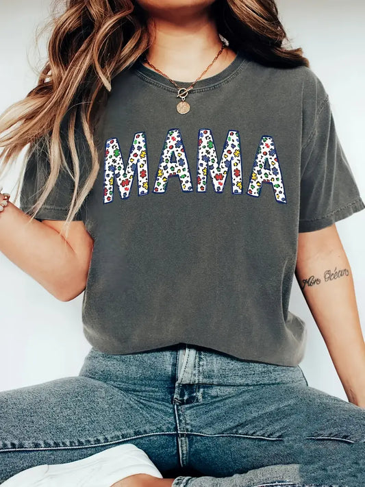 Round Neck Printed Short Sleeve T-Shirt, Women'S Comfort Top Shirt